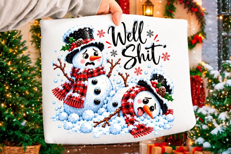 Well Shit Funny Snowman Christmas PNG Christmas T-s example image 1