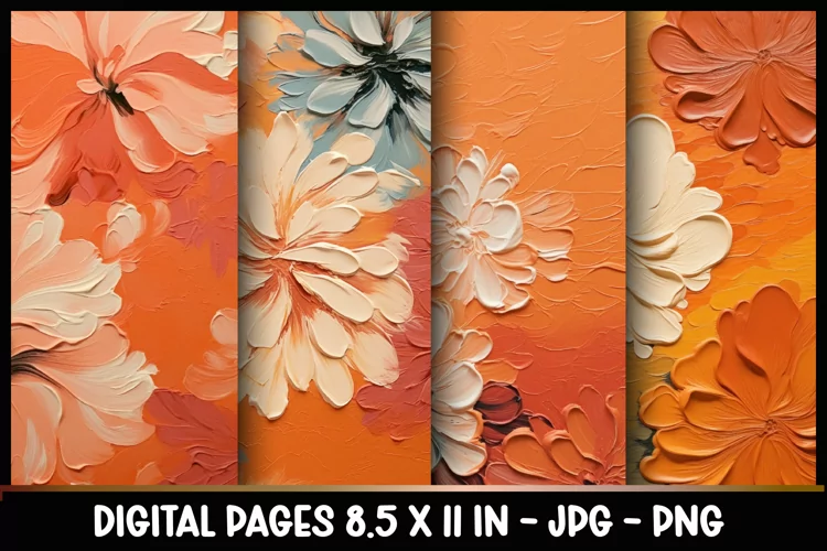 4 Abstract Floral Digital Papers I Junk Journal 8.5x11
