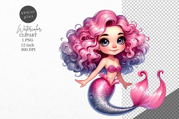 Mermaid clipart, Fantasy clipart, Nursery clipart example image 1