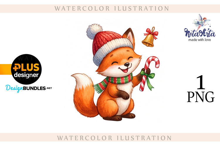 Illustration of a cute Christmas fox