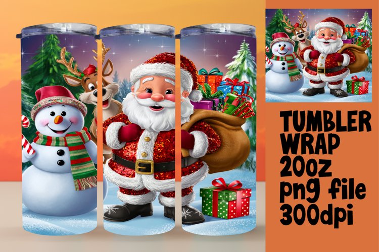 Winter Holiday Cartoon Tumbler Wrap for Sublimation