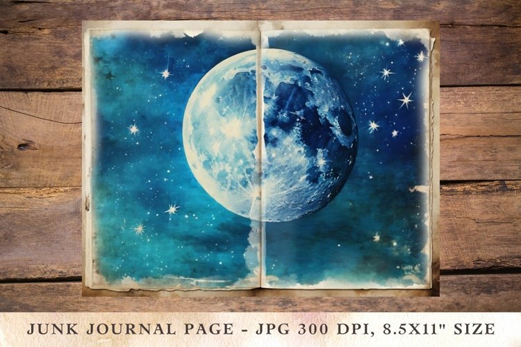 Printable Junk Journal Pages moon stars 9