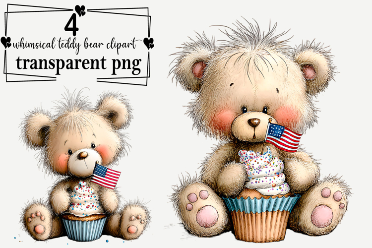 Whimsical Teddy Bear Clipart Watercolor PNG example image 1