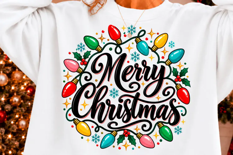 Merry Christmas Lights PNG New Year T-shirt Png