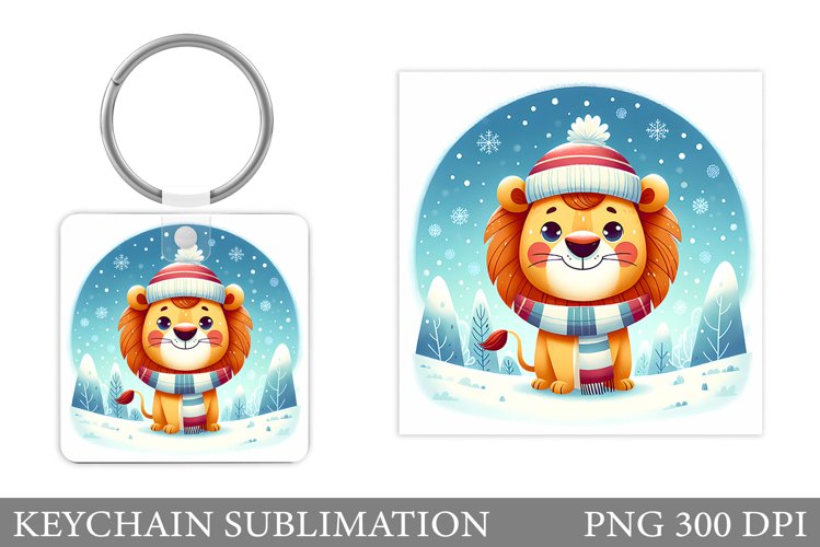 Cute Lion Keychain Design. Christmas Keychain Sublimation