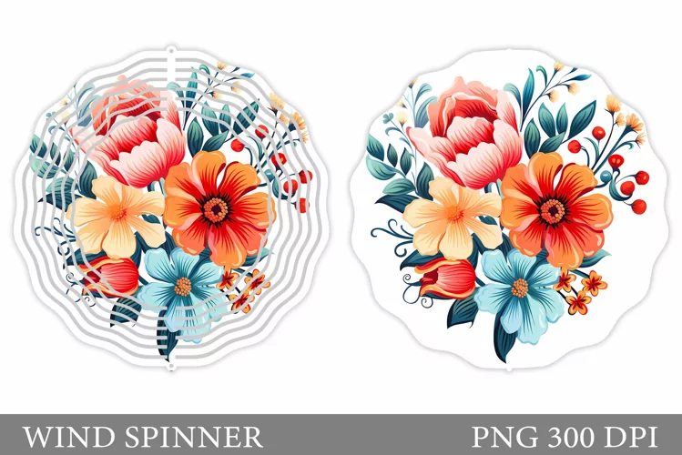 Flowers Wind Spinner Design. Flowers Wind Spinner Template