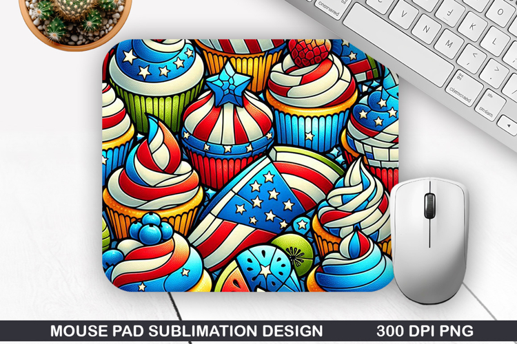 Ice Cream Mouse Pad Sublimation, 4th Of July Mouse Pad PNG