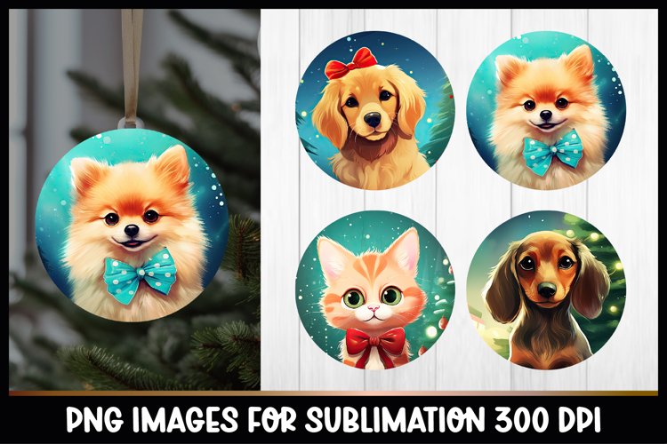 Pomeranian Dog Christmas Round Ornament Sublimation example image 1