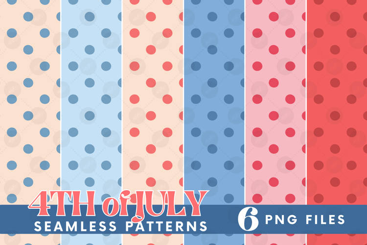 America 4th July Coquette Polka Dot Seamless Pattern Bundle