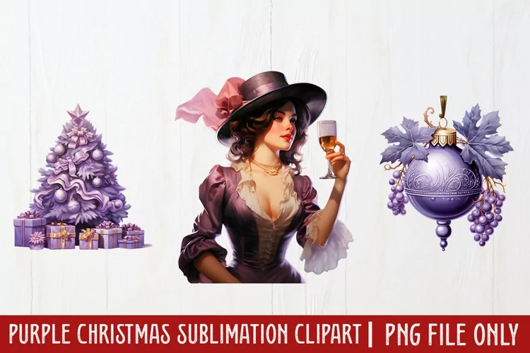 Purple Christmas Sublimation clipart