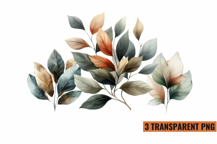 Watercolor Botanical Clipart Sublimation, PNG