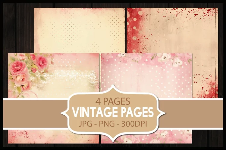4 Vintage Abstract Digital Papers I Junk Journal Pages