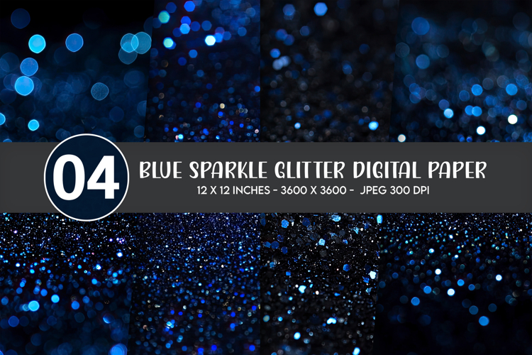 Blue Sparkle Glitter Digital Paper