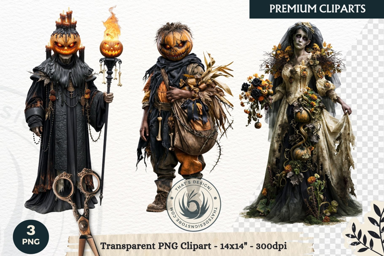 Hollow Eve Procession Halloween Clipart, Horror characters