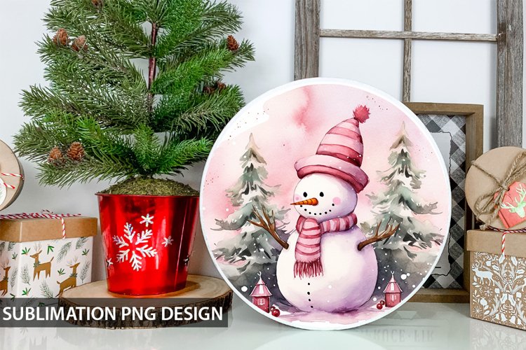 Christmas Snowman Round Sign - Snowman Round Sublimation