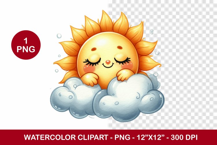 spring png watercolor clipart - cute sun