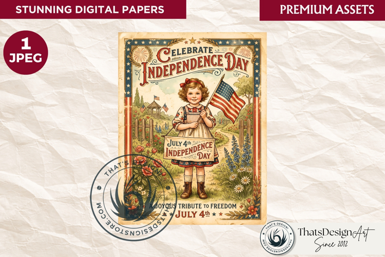 Patriotic Vintage 4th of July Junk Journal digital paper