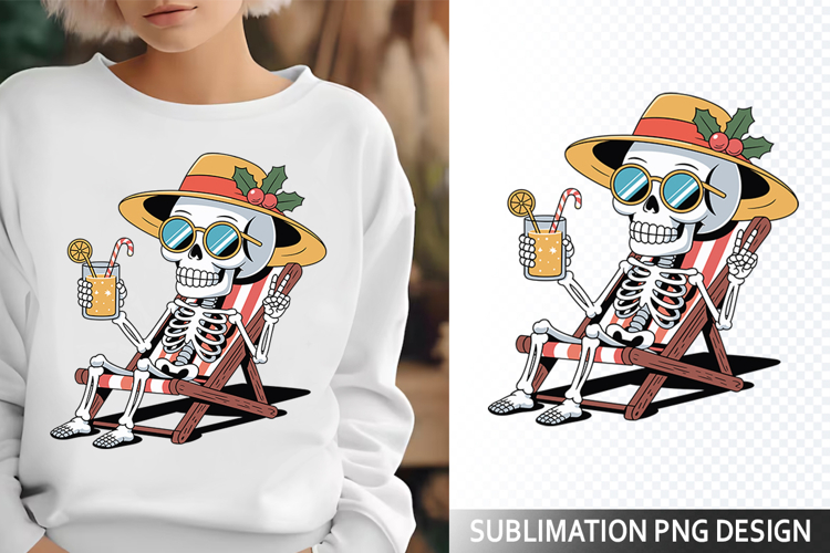 Funny Summer Skeleton Illustration - Sublimation PNG Design