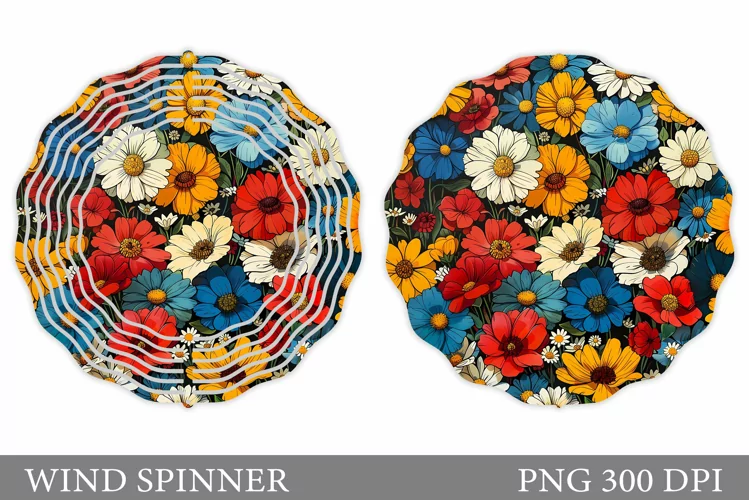 Flowers Wind Spinner Design. Flowers Spinner Sublimation