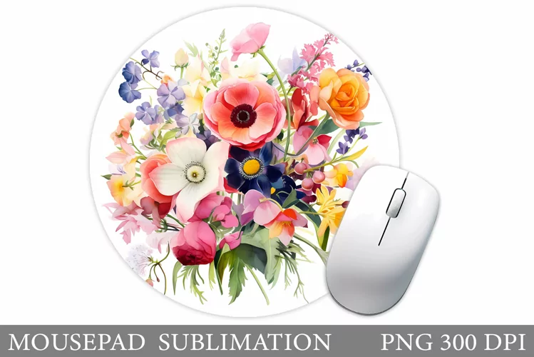 Flowers Mouse Pad Design. Floral Mouse Pad Sublimation