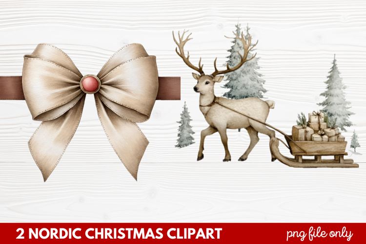 2 Nordic Christmas Clipart | Scandinavian Holiday PNG