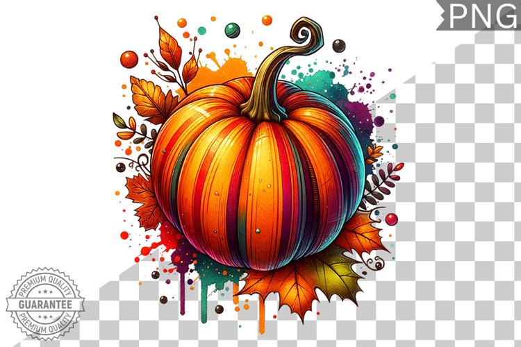 Pumpkin Flowers Sublimation - Clipart PNG Design