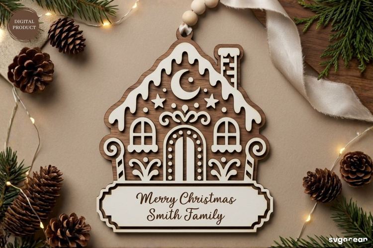 Gingerbread House Ornament laser Cut| Glowforge | SVG