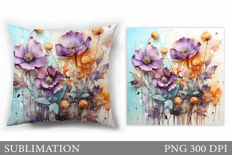 Flowers Sublimation. Flowers Pillow Sublimation