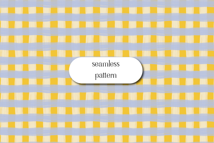 Blue and Yellow Gingham Seamless Brush Pattern