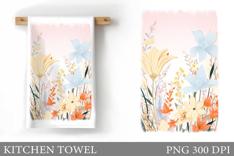 Flowers Kitchen Towel. Summer Kitchen Towel Sublimation