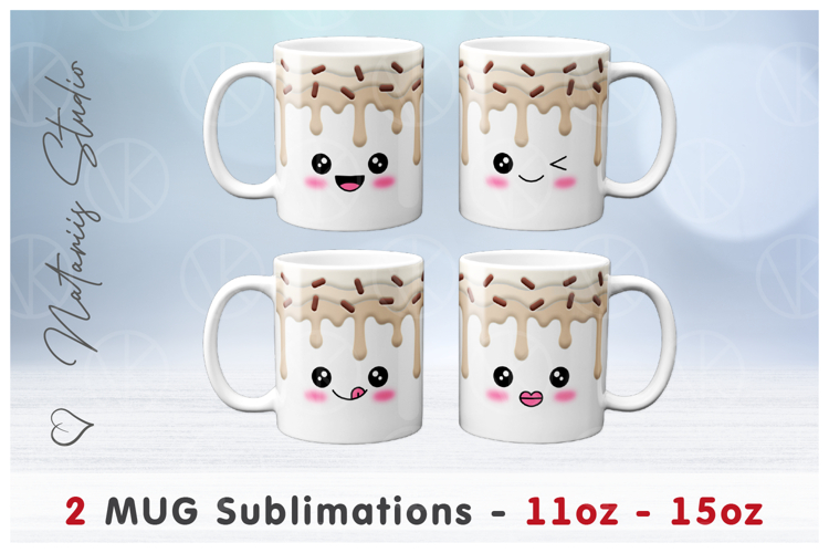 2 Funny Kawaii Designs. 11oz-15oz Coffee Cocoa Mug