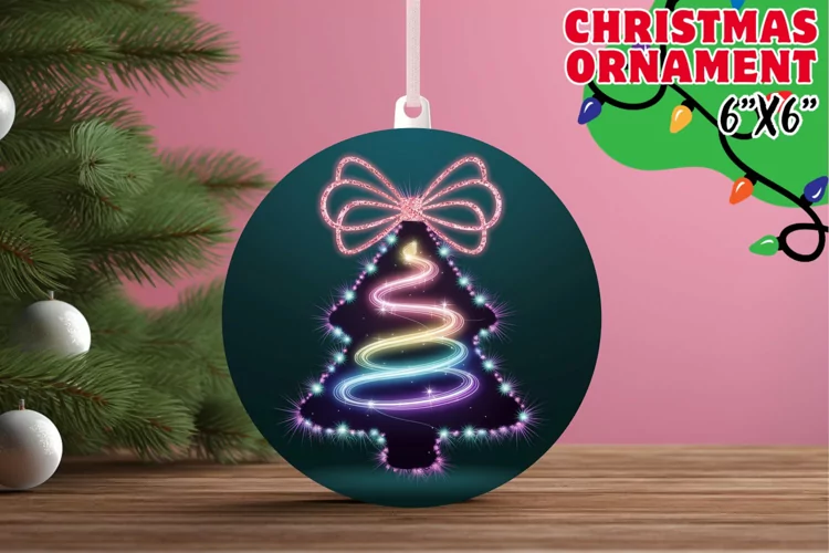 Luminous Car Coasters Round Design, Neon Xmas