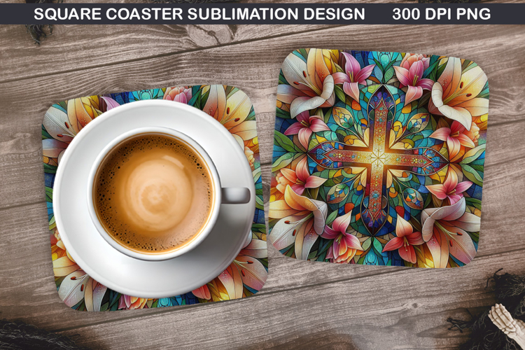 Flower Coaster Sublimation, Easter Coaster PNG Design