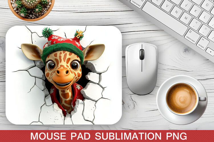 Christmas Giraffe Mouse Pad Sublimation -Christmas Mouse Pad example image 1