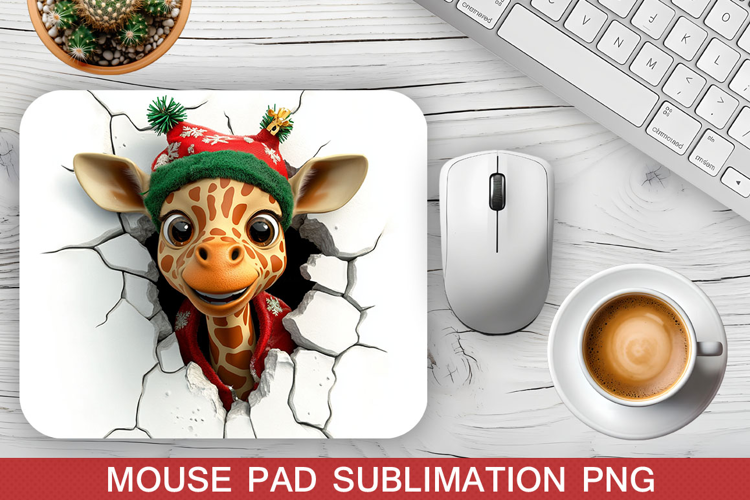 Christmas Giraffe Mouse Pad Sublimation -Christmas Mouse Pad