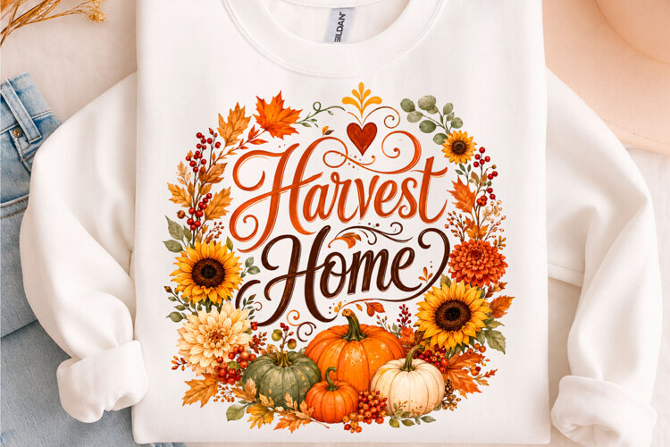 Harvest Home Pumpkin Sunflower Fall PNG example image 1