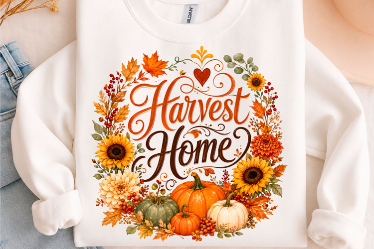 Harvest Home Pumpkin Sunflower Fall PNG