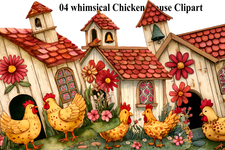 whimsical Chicken House Clipart