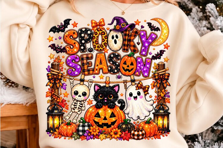 Spooky Season Cute Ghost Pumpkin Halloween PNG example image 1