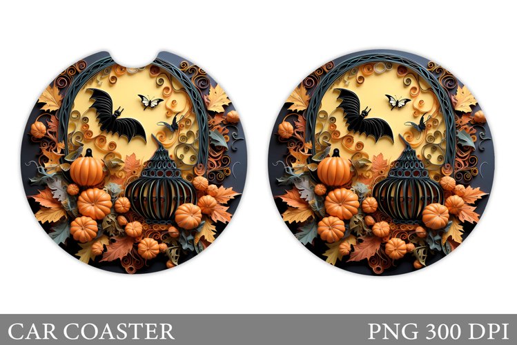 Halloween Car Coaster. Paper Halloween Car Coaster Design example image 1