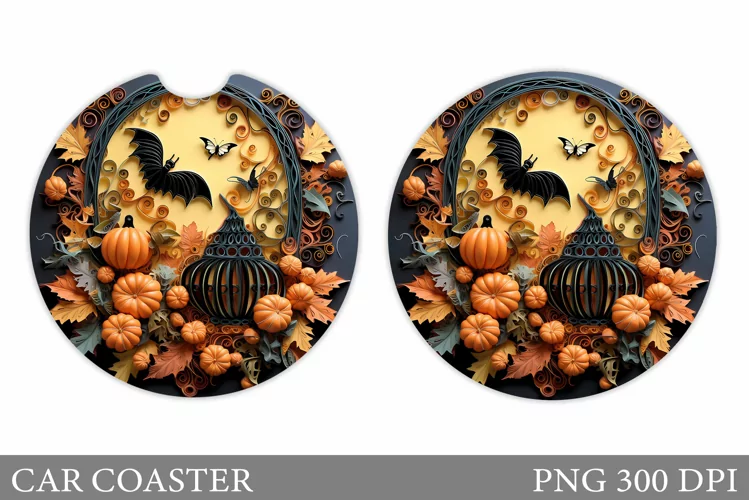 Halloween Car Coaster. Paper Halloween Car Coaster Design