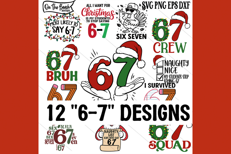 Santa 67 Christmas SVG Cutting PNG Sublimation 12 Designs