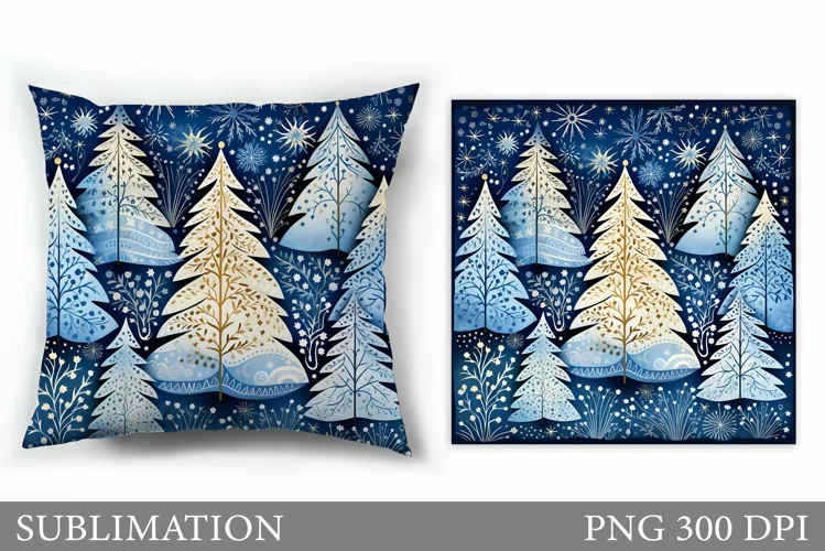 Christmas Tree Pillow Design. Christmas Pillow Sublimation