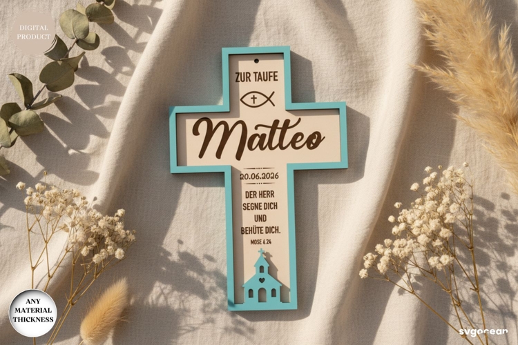 First Communion Cross Laser Cut | Custom Name Cross | SVG