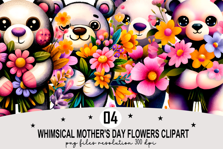 Whimsical Mothers Day Flowers Clipart Watercolor PNG