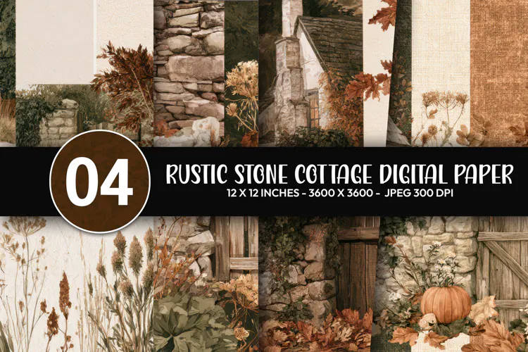 Rustic Stone Cottage Digital Paper