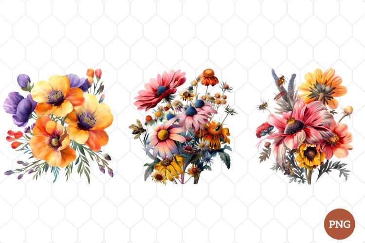 Watercolor Wildflowers Clipart