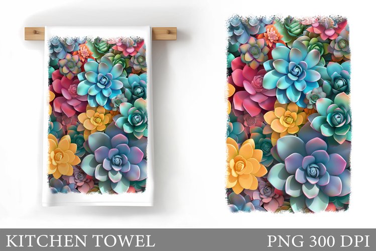 Succulents Kitchen Towel. Plants Kitchen Towel Sublimation example image 1