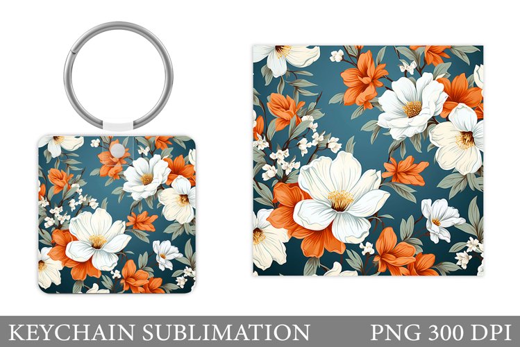 Flowers Keychain Sublimation. Flowers Keychain Design