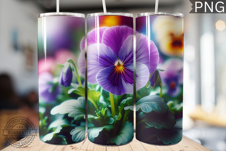 Pansy Flower Tumbler Wrap - Tumbler Design example image 1